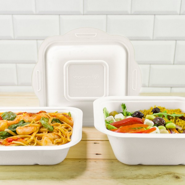V4-GB32 Vegware Compostable Bagasse Gourmet Food Containers (32-ounce)